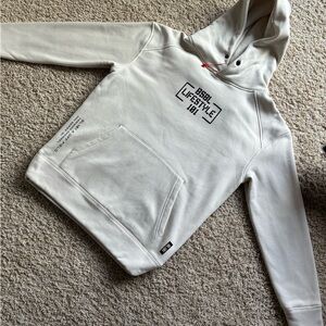 Men's size small Baseball 101 Hoodie in bone/black